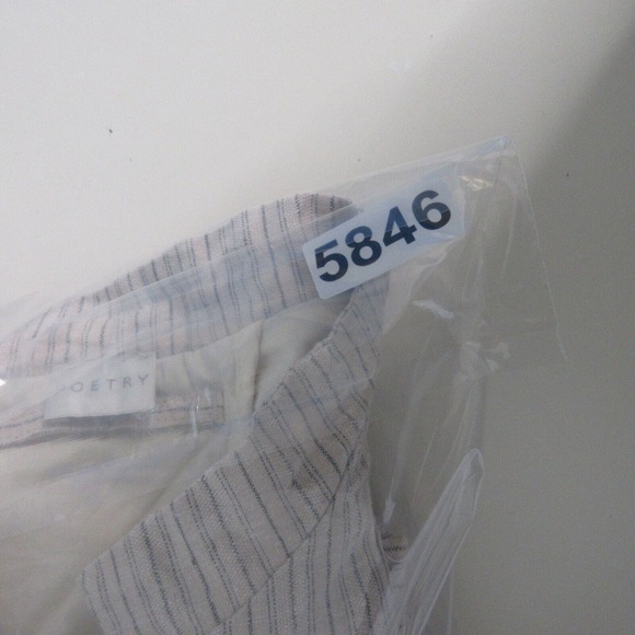 Poetry Hemp Stripe Beige Mandarin Collar Boxy Jacket Top - Picture 13 of 13